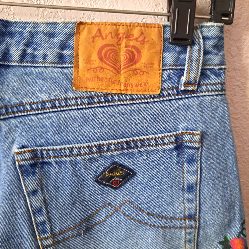 Angels Blue Jean Shorts with Floral Paint Design - Picture 5 of 6